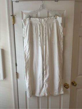 American Eagle XXL White Drawstring Wide-Leg Pants